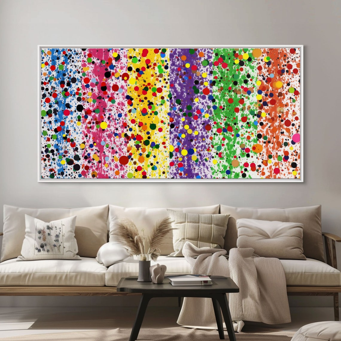 Rainbow Splatter Art Framed Print Graffiti Splatter Painting Colorful Decor Ally Art Polka Dot Wall Art - Image 5
