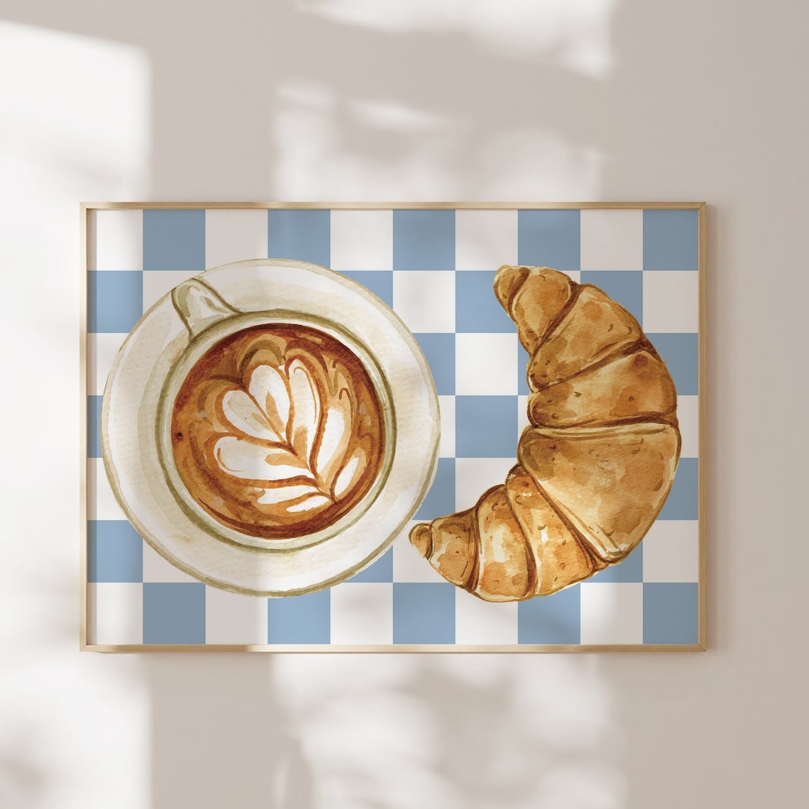Croissant And Coffee Retro Kitchen Art Print