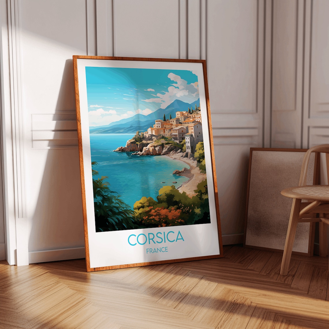 Corsica France Coastal Village Turquoise Bay Island Travel Poster - Image 2