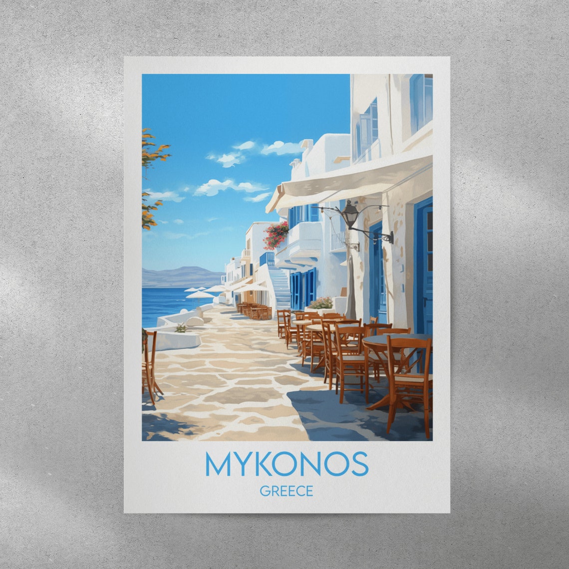 Mykonos Greece Whitewashed Waterfront Cafes Retro Travel Poster - Image 4