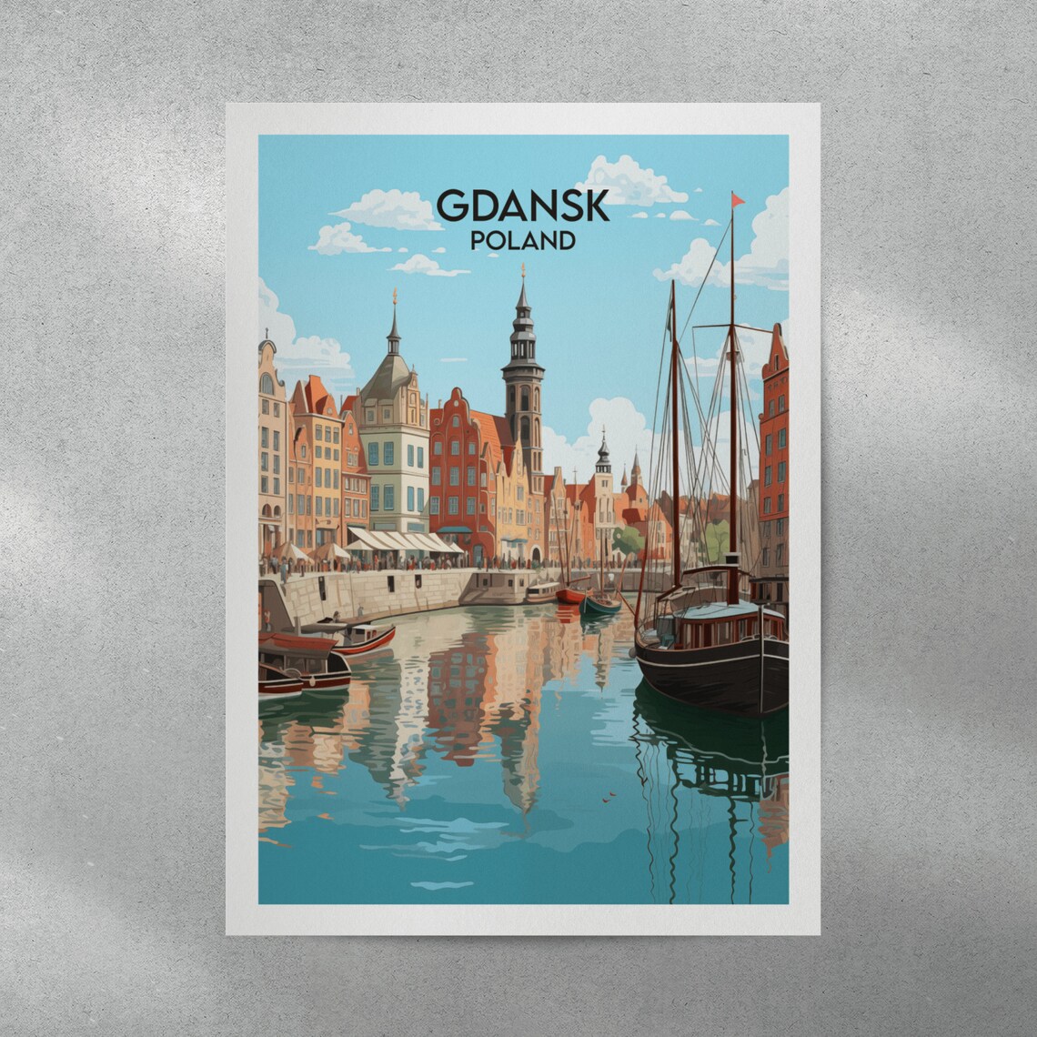 Gdansk Travel Poster, Poland Custom Personalised Gift - Image 5