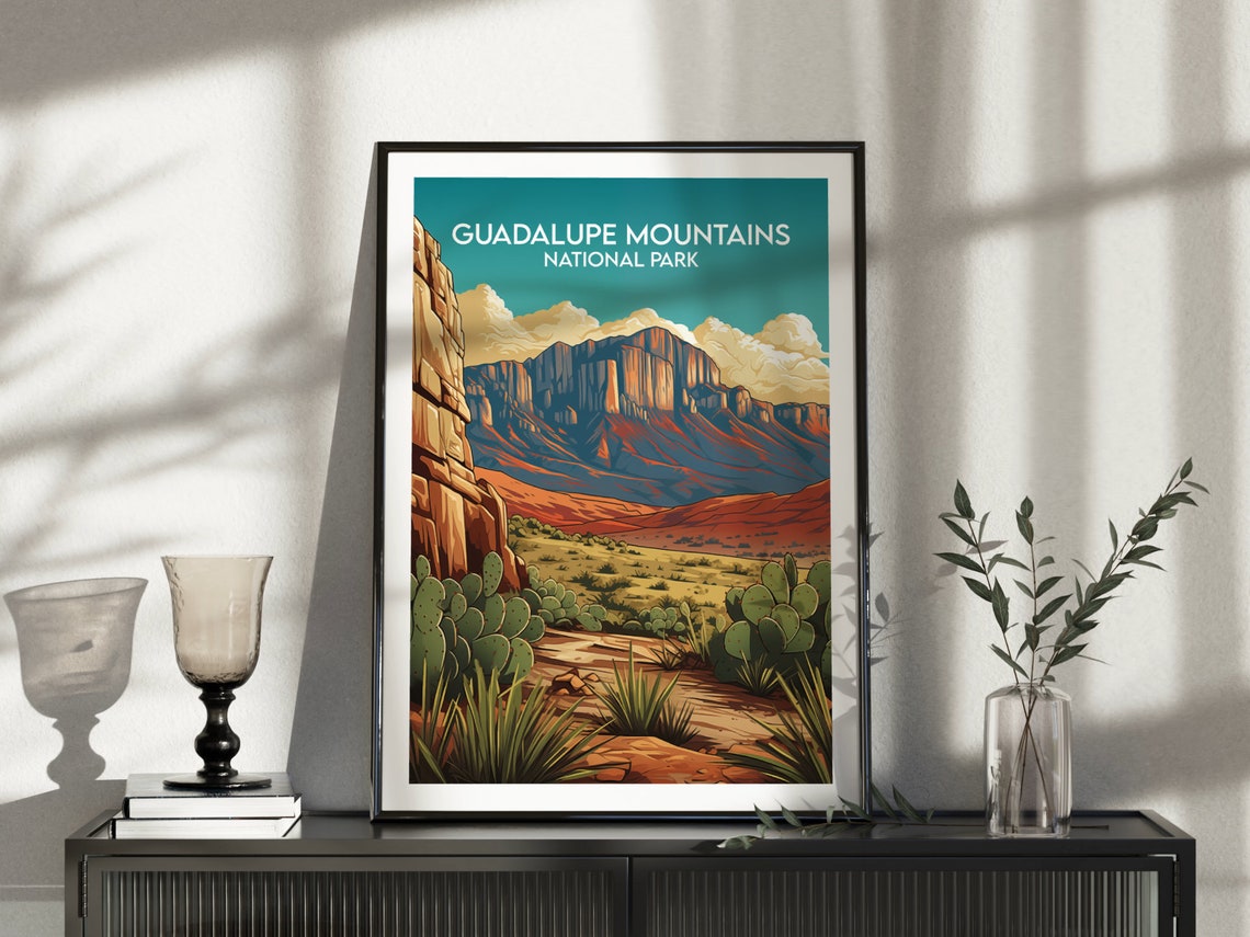 Guadalupe Mountains National Park Texas Cactus Travel Poster - Image 3