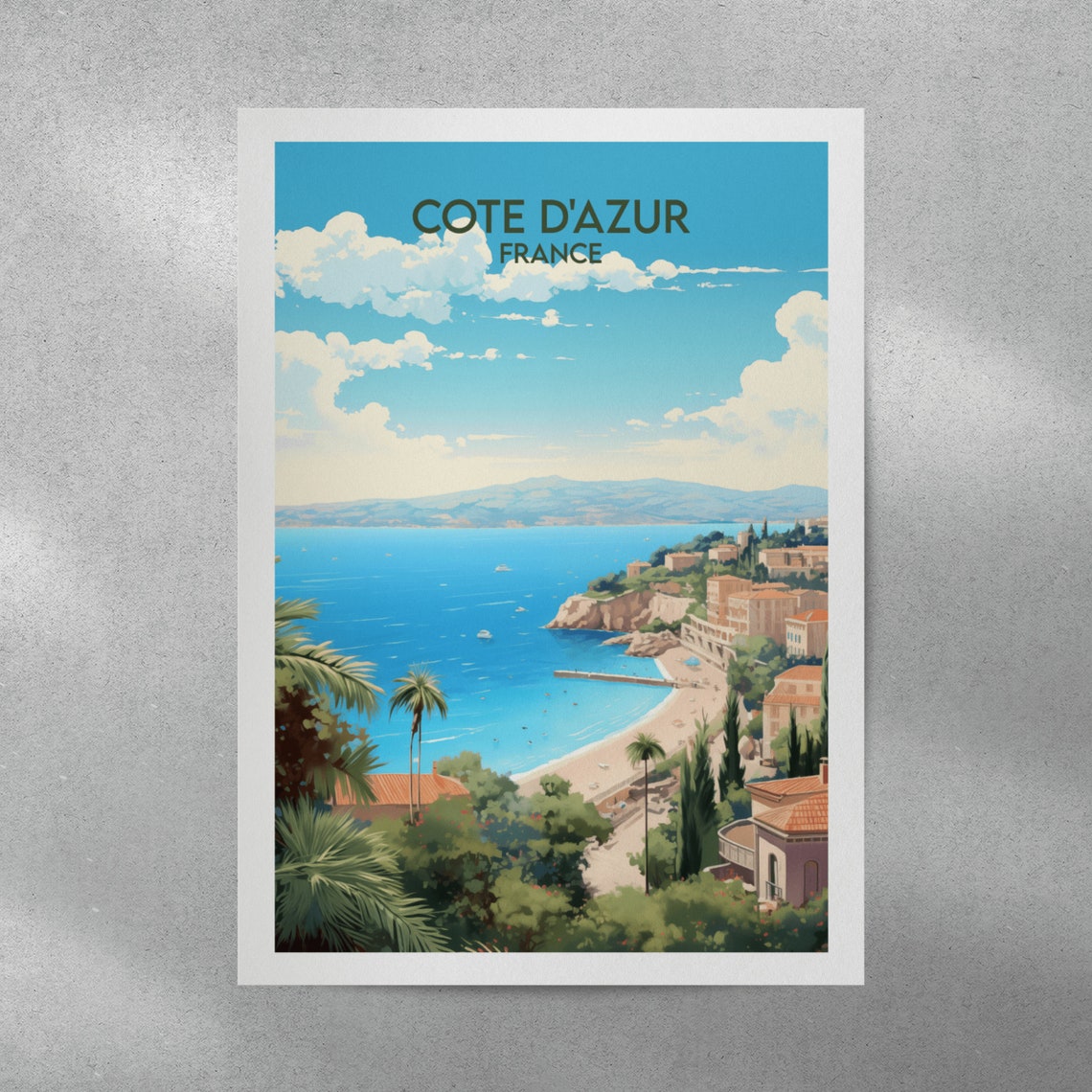 Cote D'Azur France Mediterranean Coast Beach Seaside Travel Poster - Image 3