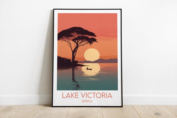 Lake Victoria Travel Print Africa Poster Custom Personalised Wedding Birthday Gift