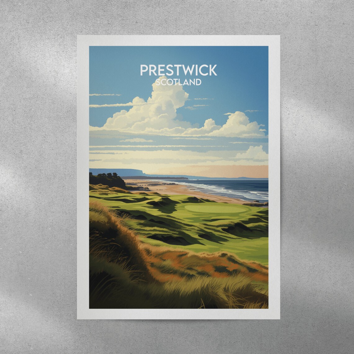 Prestwick Scotland Vintage Links Golf Coastline Travel Poster - Image 4
