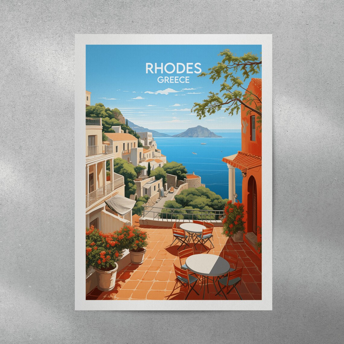 Rhodes Travel Poster, Greece Custom Personalised - Image 4