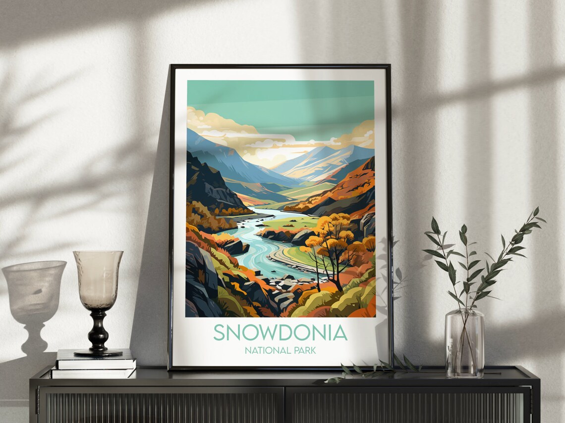 Snowdonia National Park Golden Autumn Valley River Poster Art - Image 5
