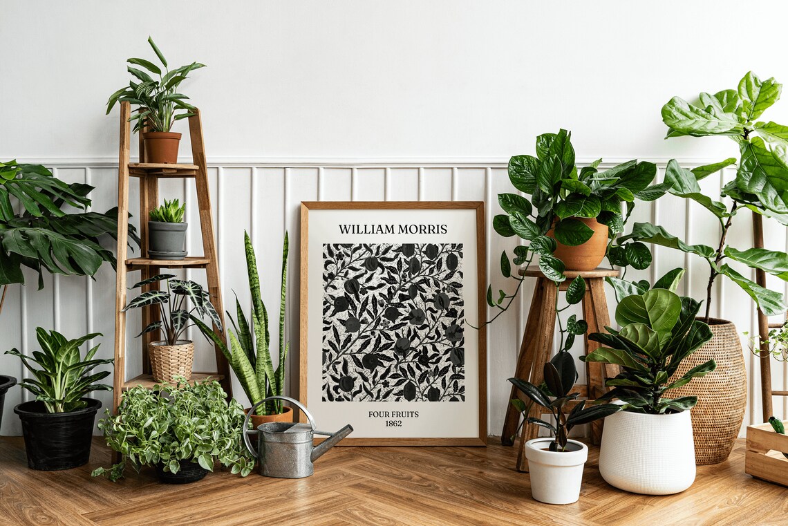 William Morris Four Fruits 1862 Black White Botanical Art Print - Image 2