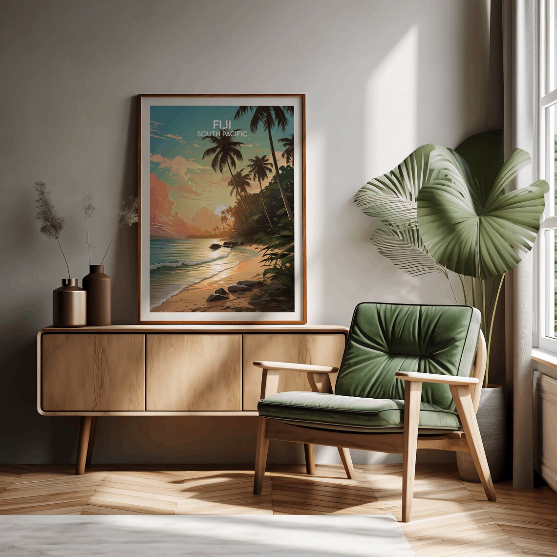 Fiji Travel Print, South Pacific Custom Personalised Poster - Image 2