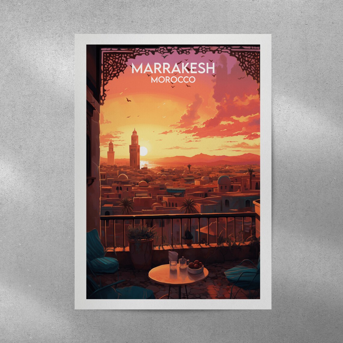 Marrakesh Travel Poster, Morocco Custom Personalised - Image 4