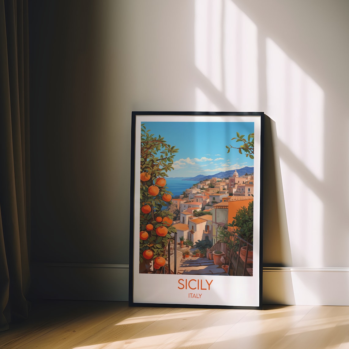 Sicily Travel Poster, Italy Custom Personalised - Image 2
