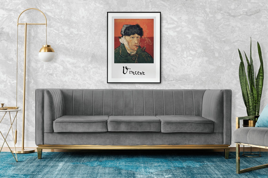 Vincent Van Gogh Self Portrait with Bandaged Ear and Pipe Art Poster - Image 2