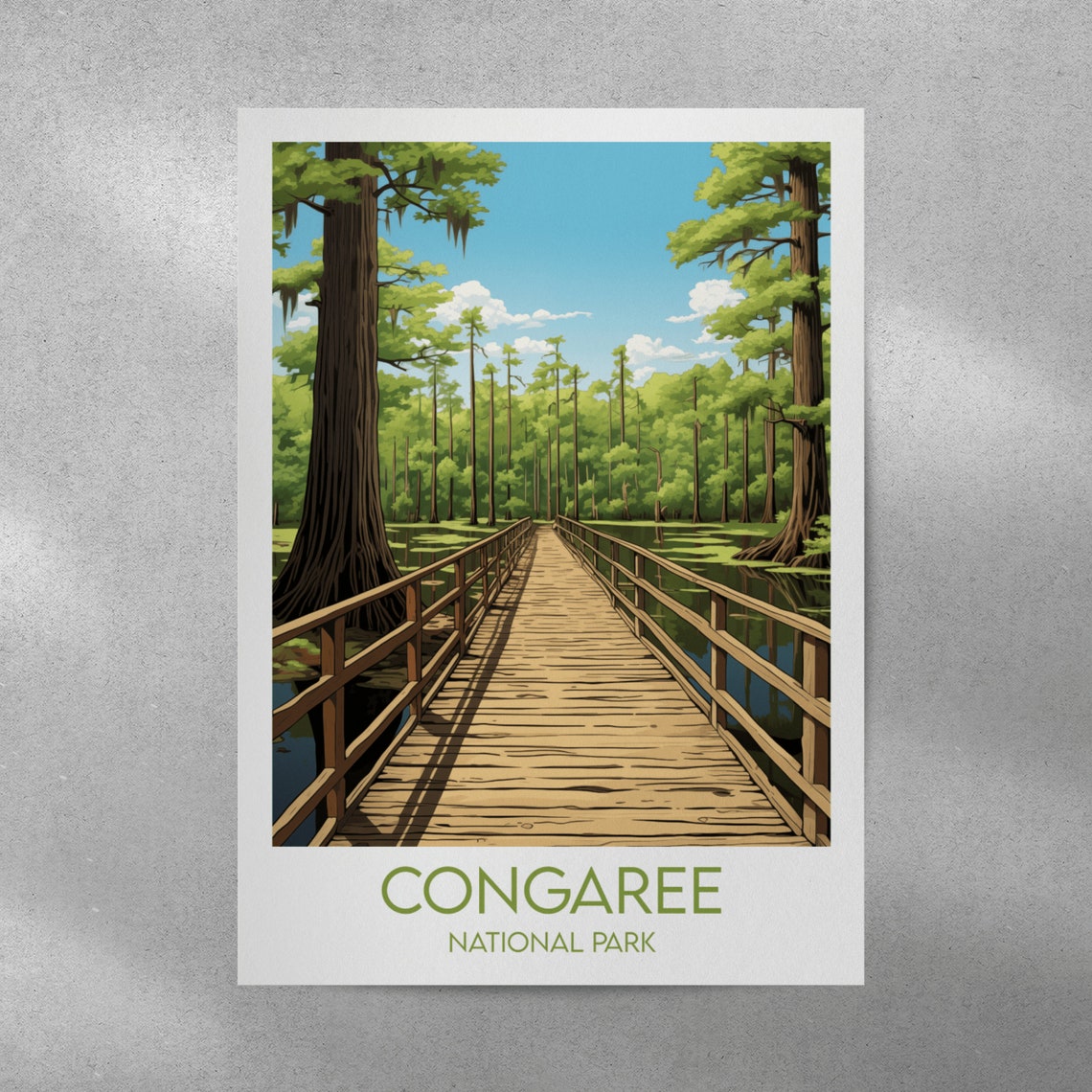 Congaree National Park Cypress Forest Boardwalk Vintage Travel Poster - Image 3