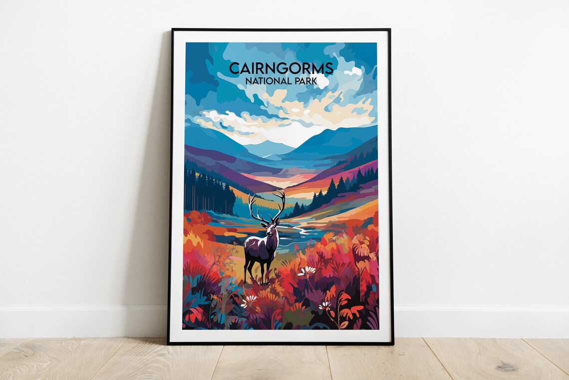 Cairngorms National Park Travel Print, Scotland Map