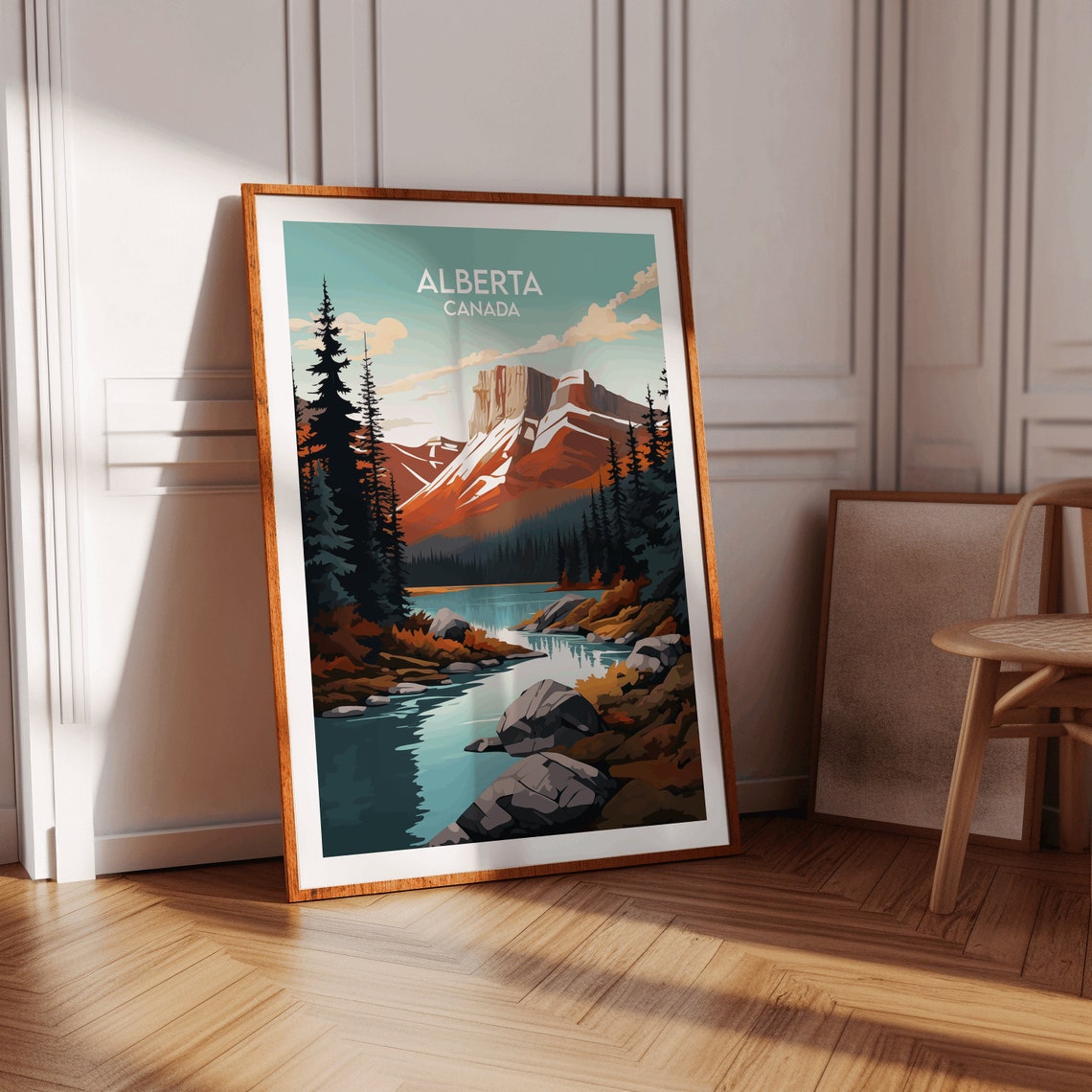 Alberta Canada Autumn Fall Mountain Lake Landscape Travel Poster - Image 2