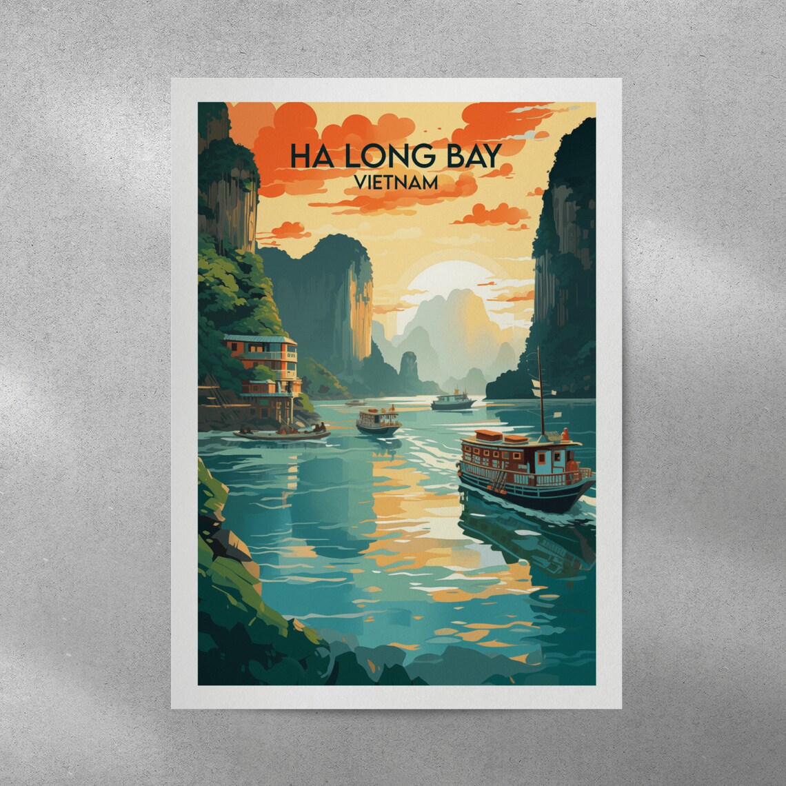 Ha Long Bay Travel Poster, Vietnam Custom Gift - Image 4
