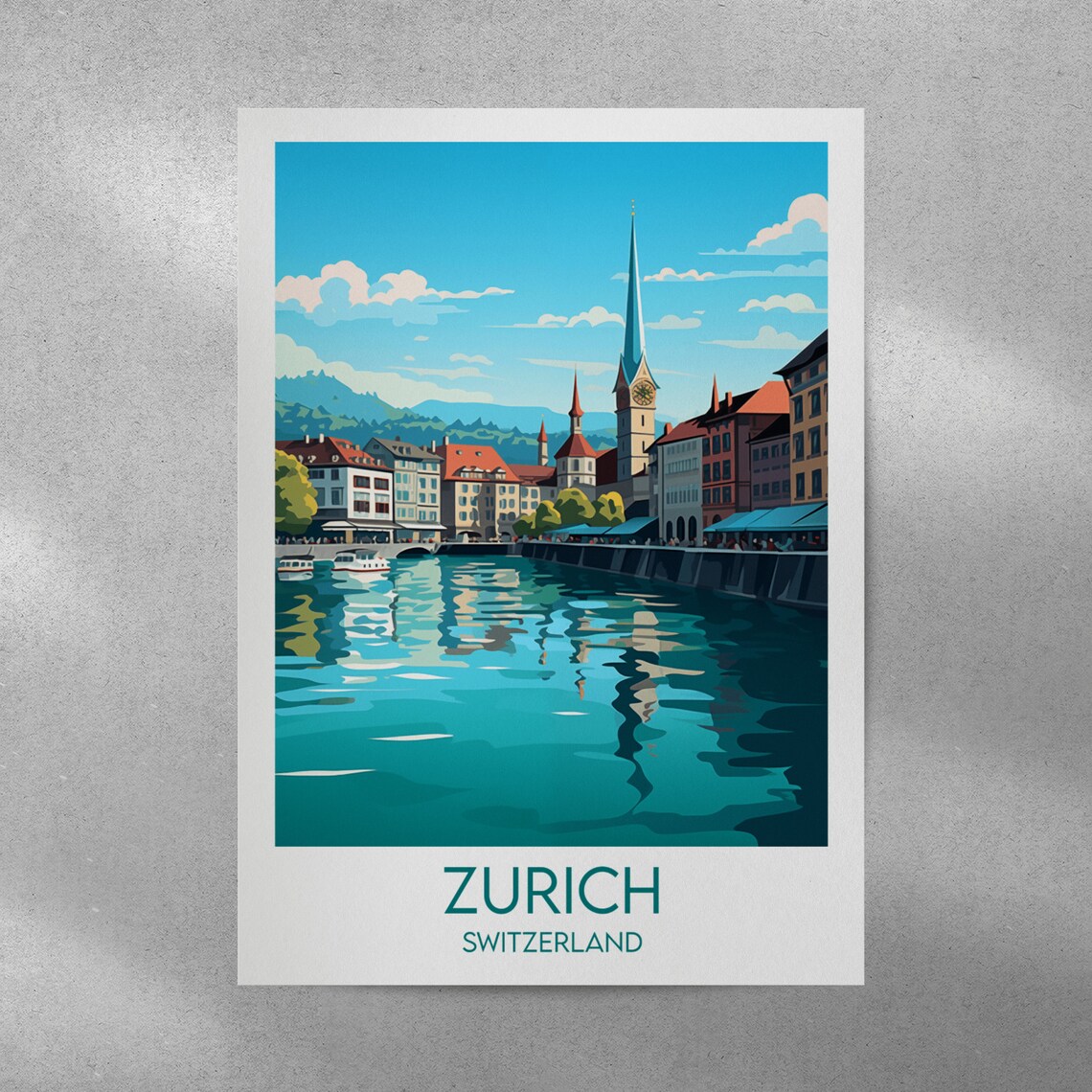 Zurich Travel Poster, Switzerland Custom Print - Image 5