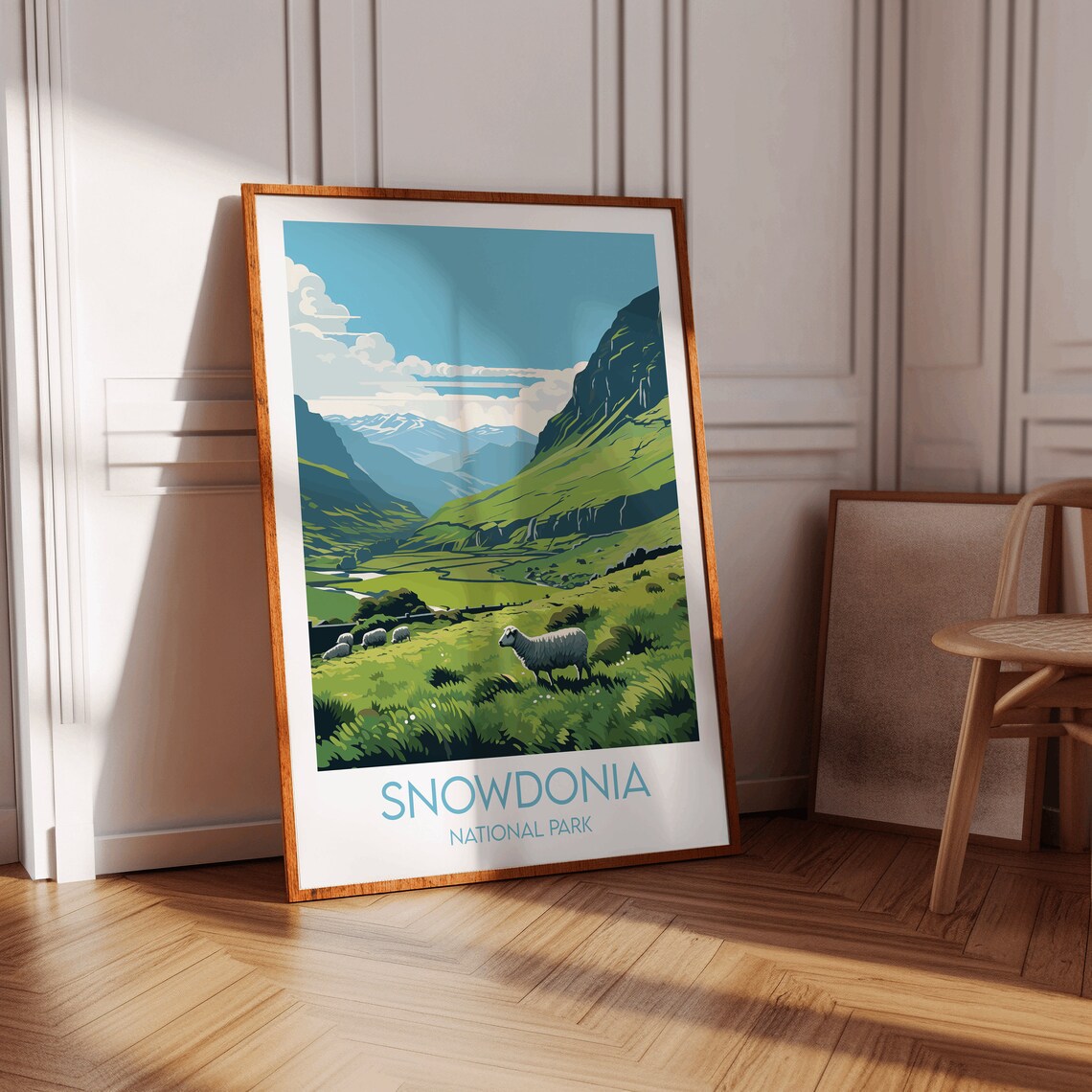 Snowdonia National Park Welsh Valley Sheep Scene Travel Poster Art - Image 3