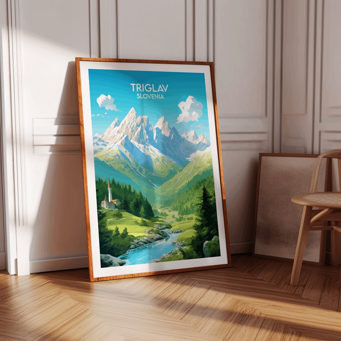 Triglav Slovenia Illustrated Alpine Peaks Vintage Travel Poster - Image 3