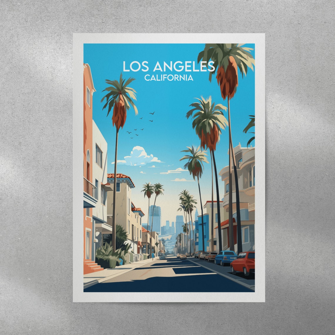 Los Angeles California Palm Tree Street Cityscape Travel Poster - Image 3