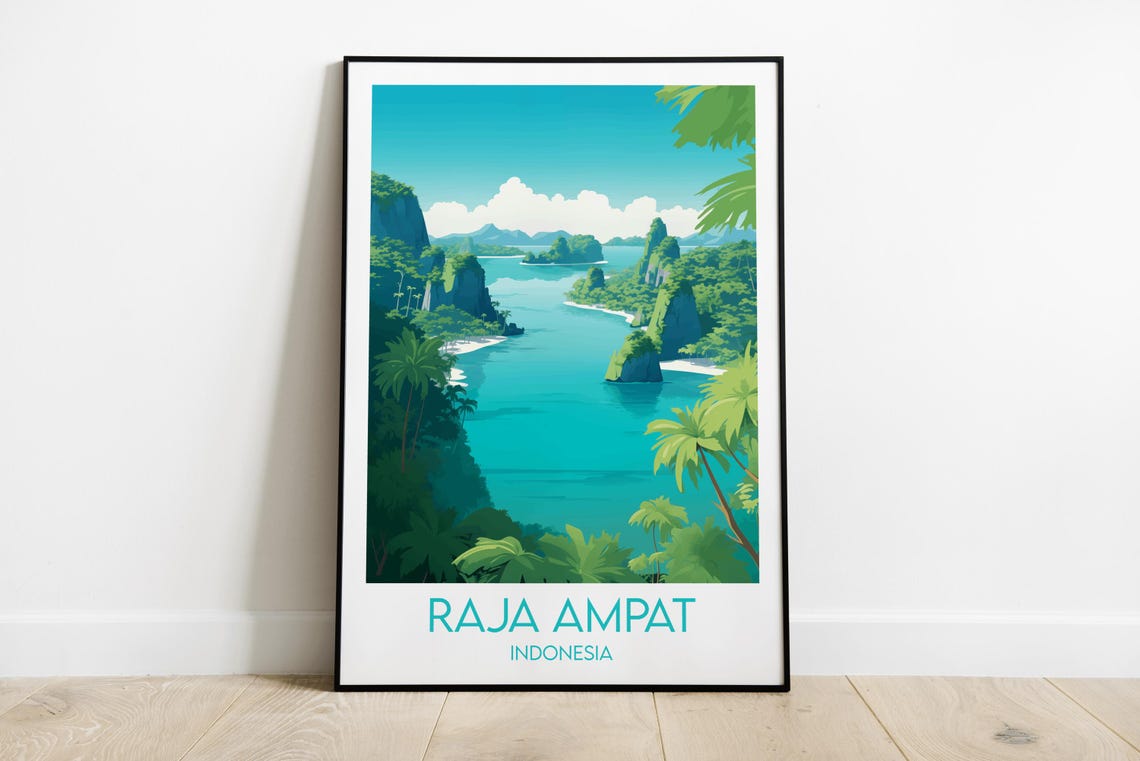 Raja Ampat Indonesia Island Lagoon Palm Paradise Travel Wall Art