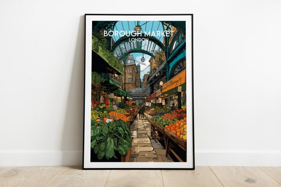 Borough Market Travel Poster, London Travel Print