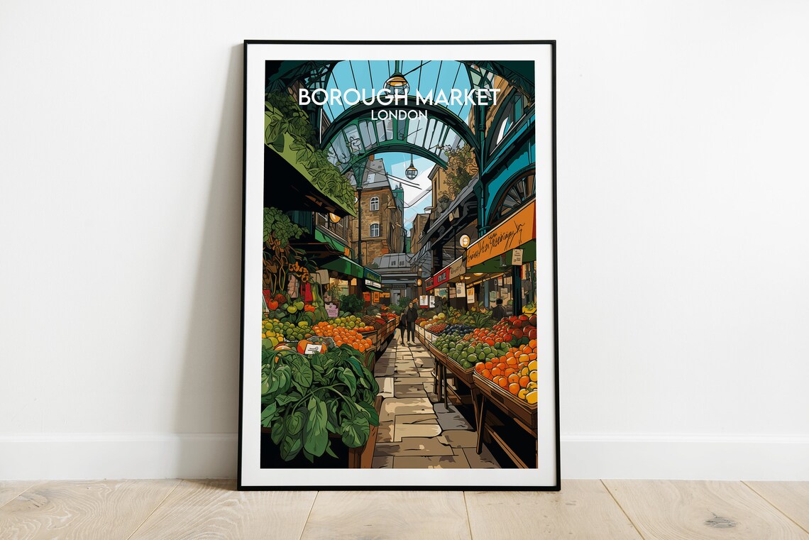 Borough Market Travel Poster, London Travel Print