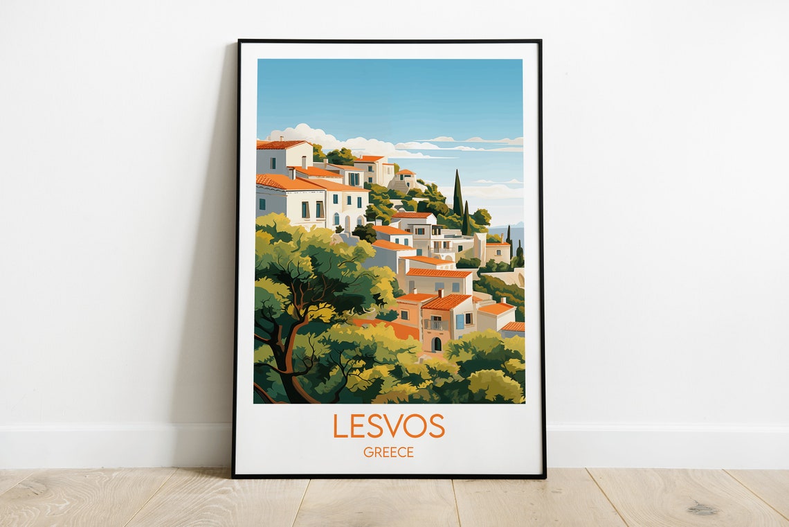 Lesvos Greece Island Village Olive Trees Terracotta Roofs Poster