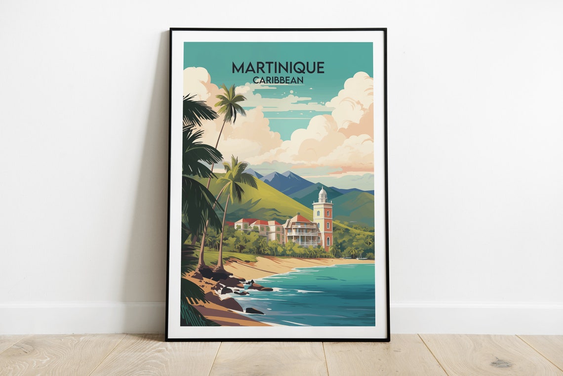 Martinique Travel Print Caribbean Poster Custom Personalised Wedding Birthday Gift