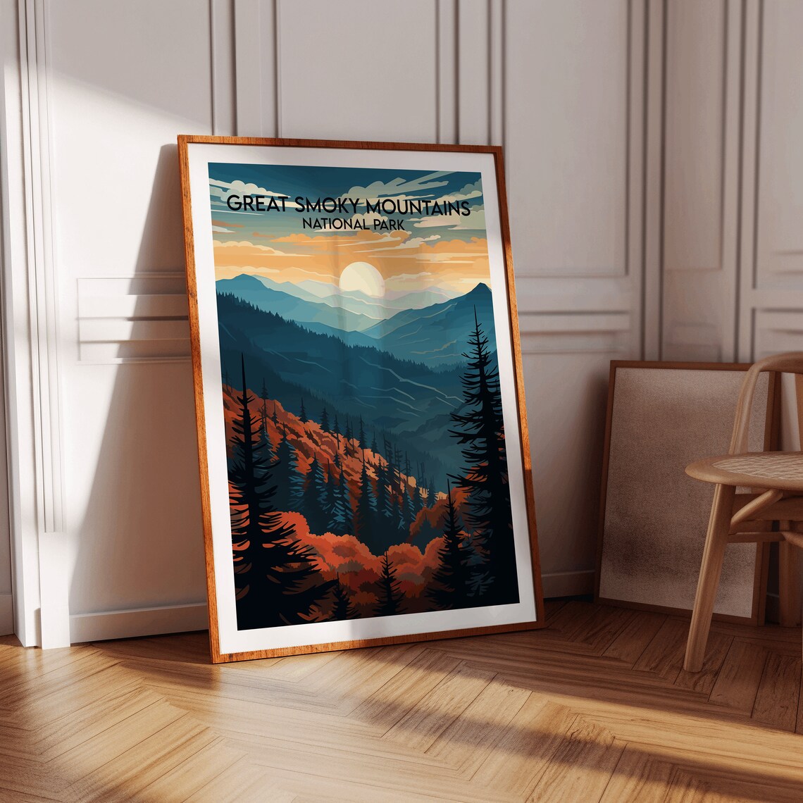 Great Smoky Mountains Sunrise Autumn Vintage National Park Poster - Image 4