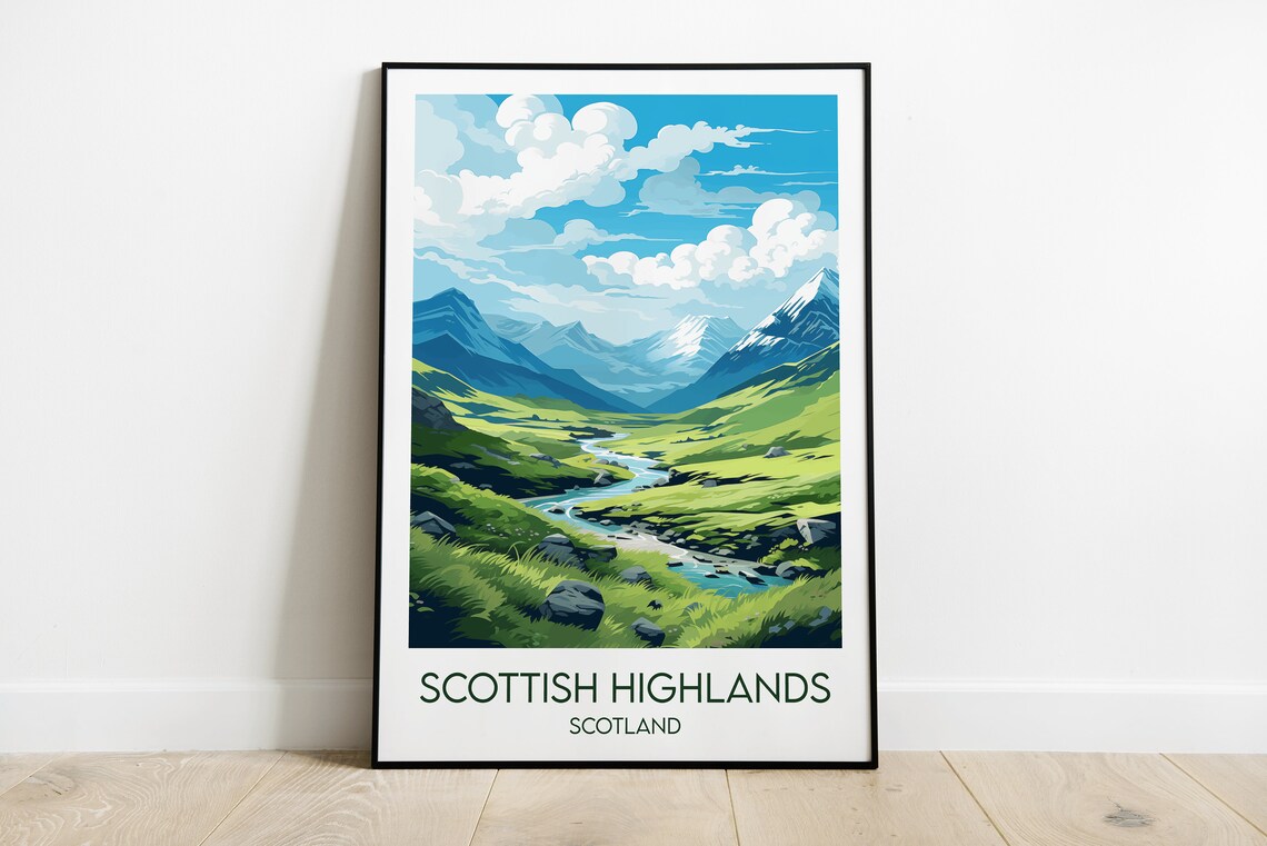 Scottish Highlands Travel Poster, Custom Personalised