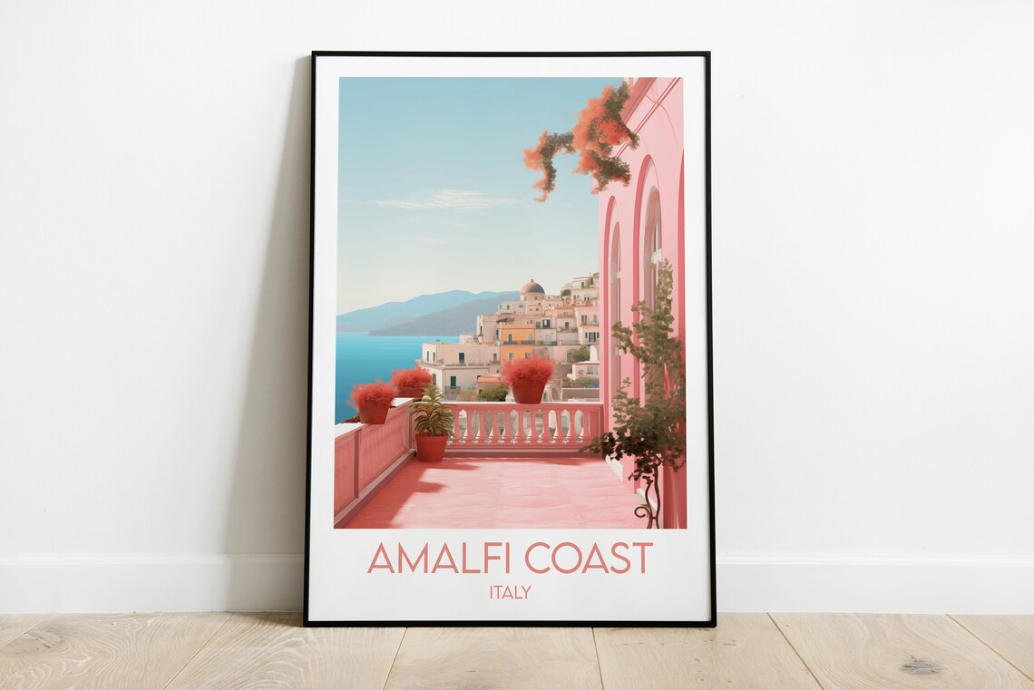 Amalfi Coast Travel Poster, Italy Personalised Print