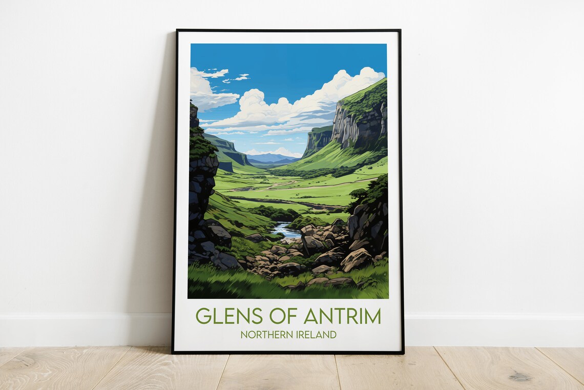Glens of Antrim Northern Ireland Lush Green Valley Glen Travel Poster