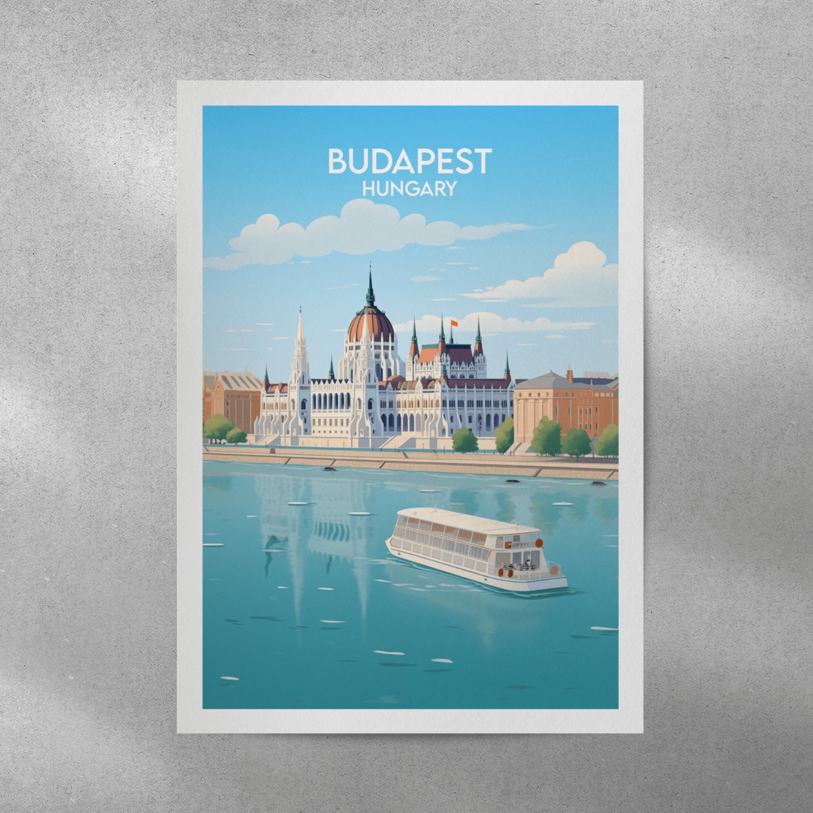 Budapest Hungary Danube Parliament Building Skyline Travel Poster - Image 3