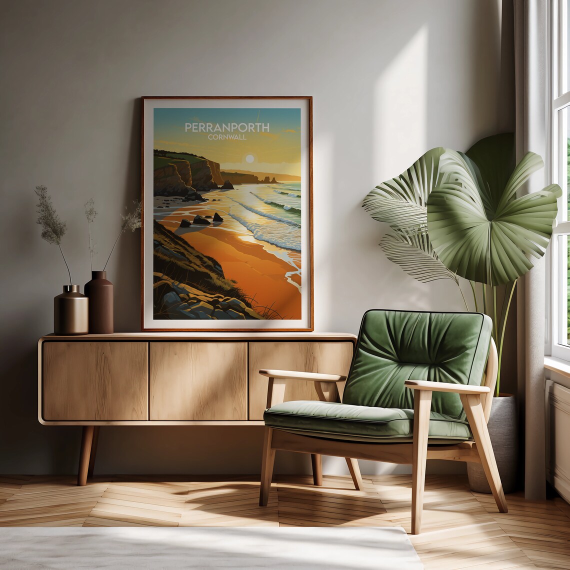 Perranporth Travel Poster, Cornwall Place Print - Image 2