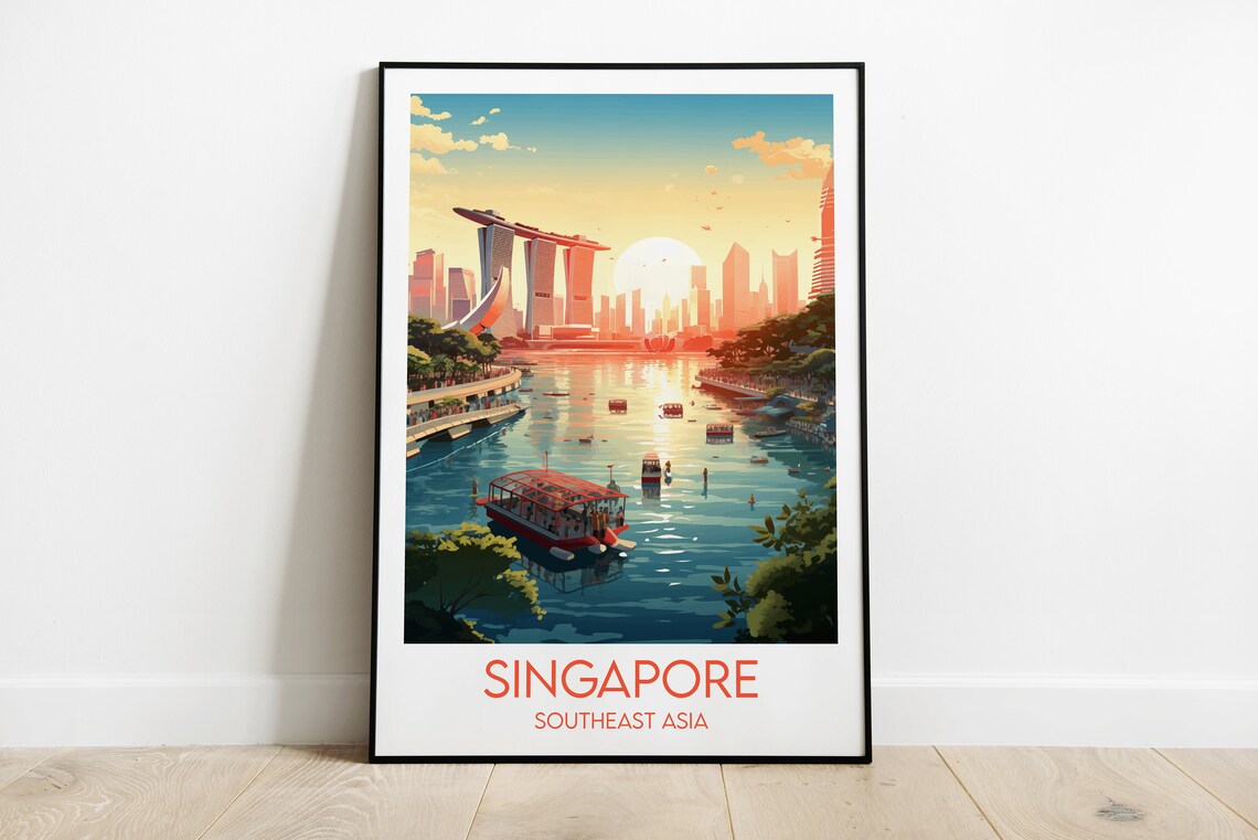 Singapore Travel Poster, Southeast Asia Custom Print