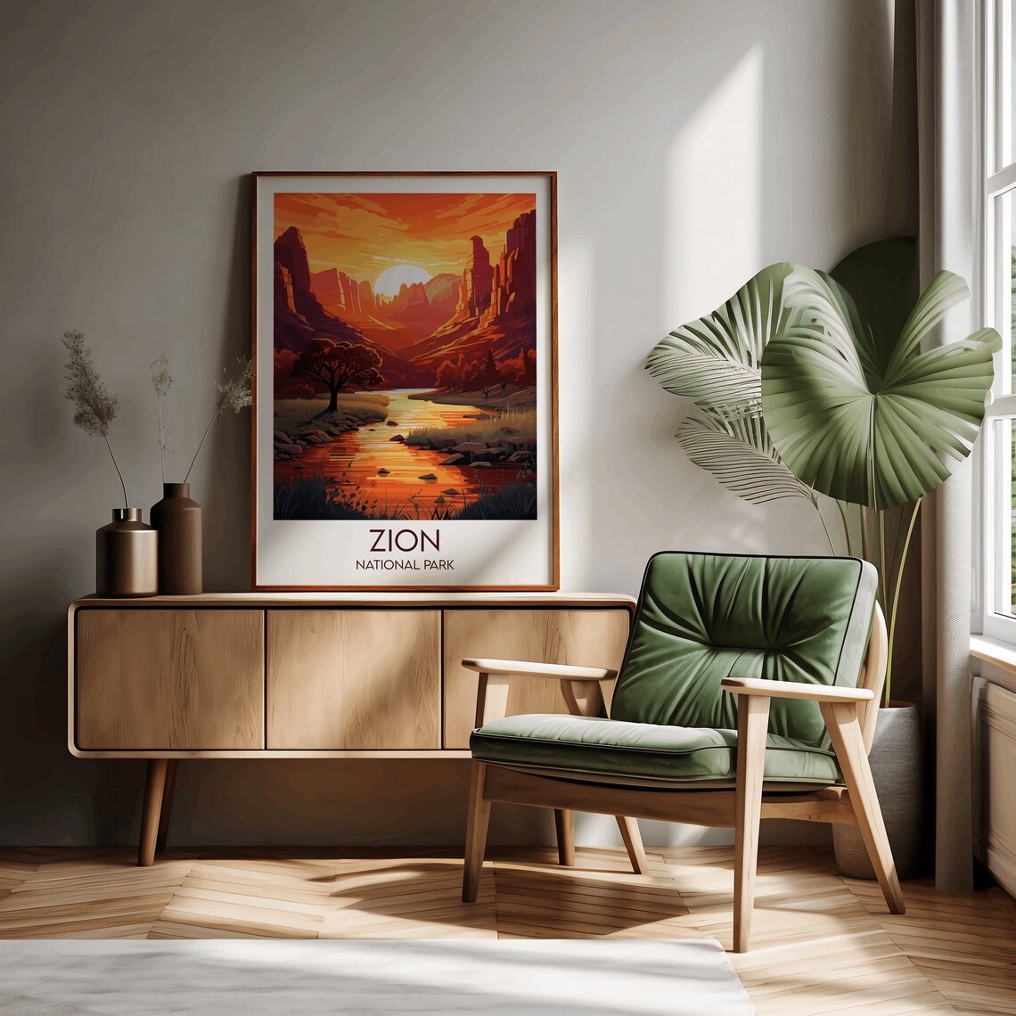 Zion National Park Canyon Sunset Vista Retro Style Travel Poster - Image 3