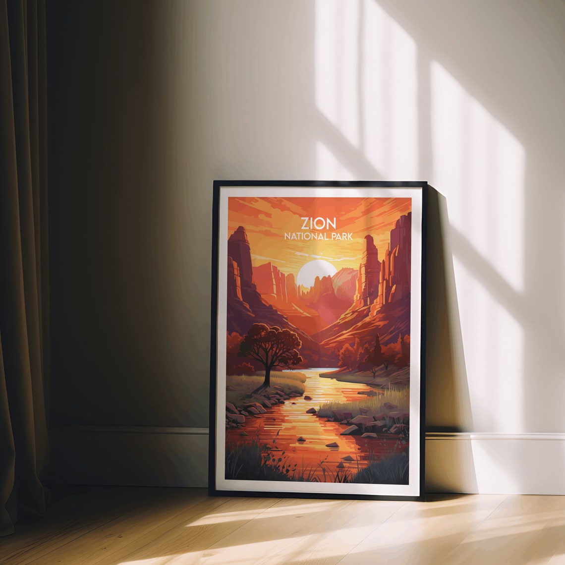 Zion National Park Sunset Canyon River Vintage Travel Art Poster - Image 2
