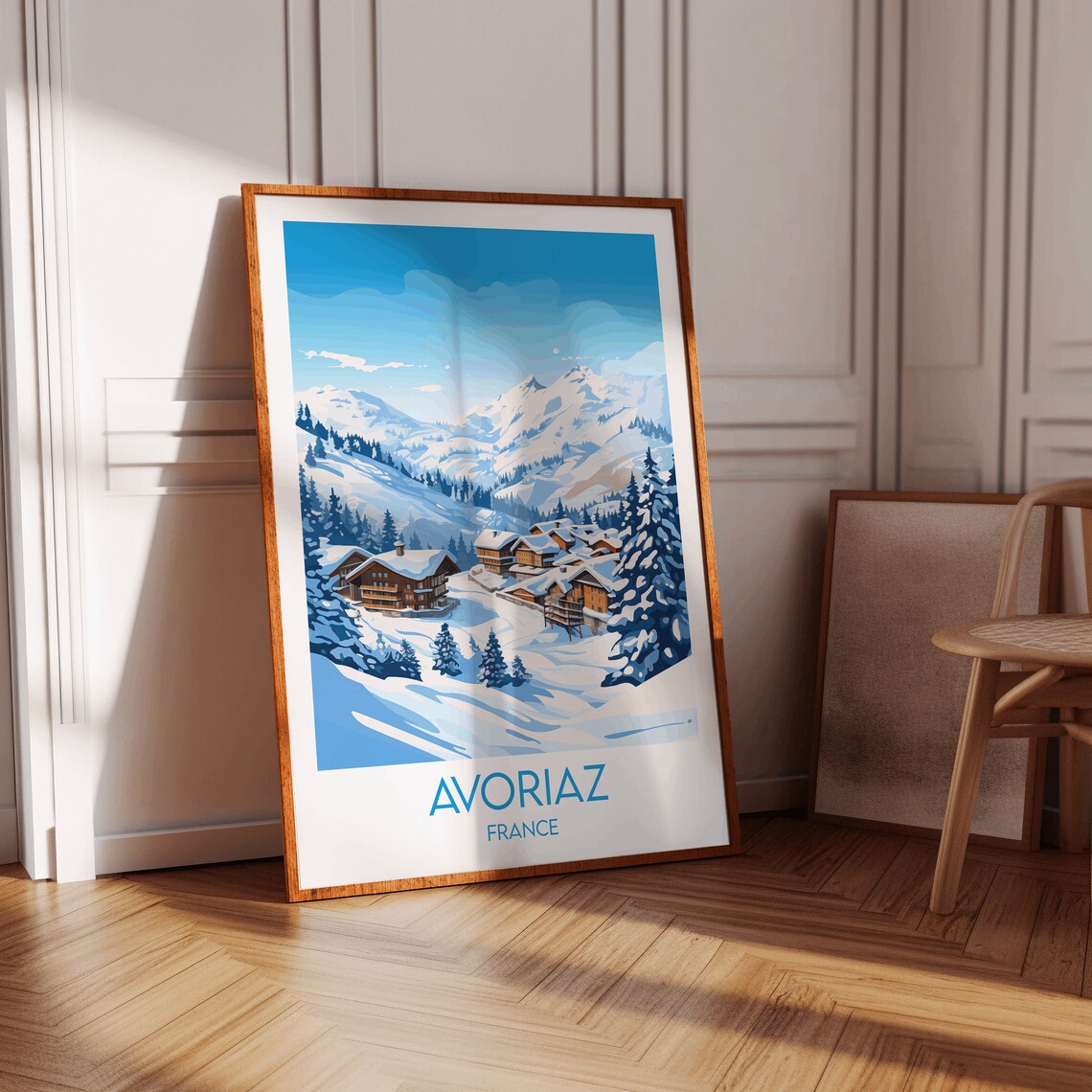 Avoriaz France Ski Village Snowy Alpine Peaks Retro Travel Poster - Image 3