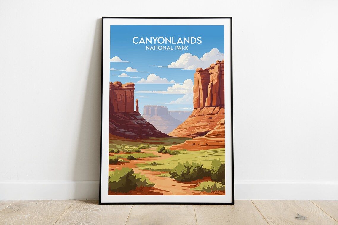 Canyonlands National Park Red Rock Buttes Valley Vintage Travel Poster