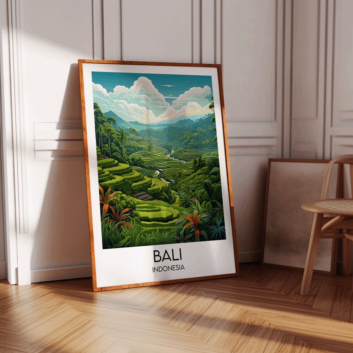 Bali Indonesia Rice Terrace Valley Jungle Vintage Travel Poster - Image 3