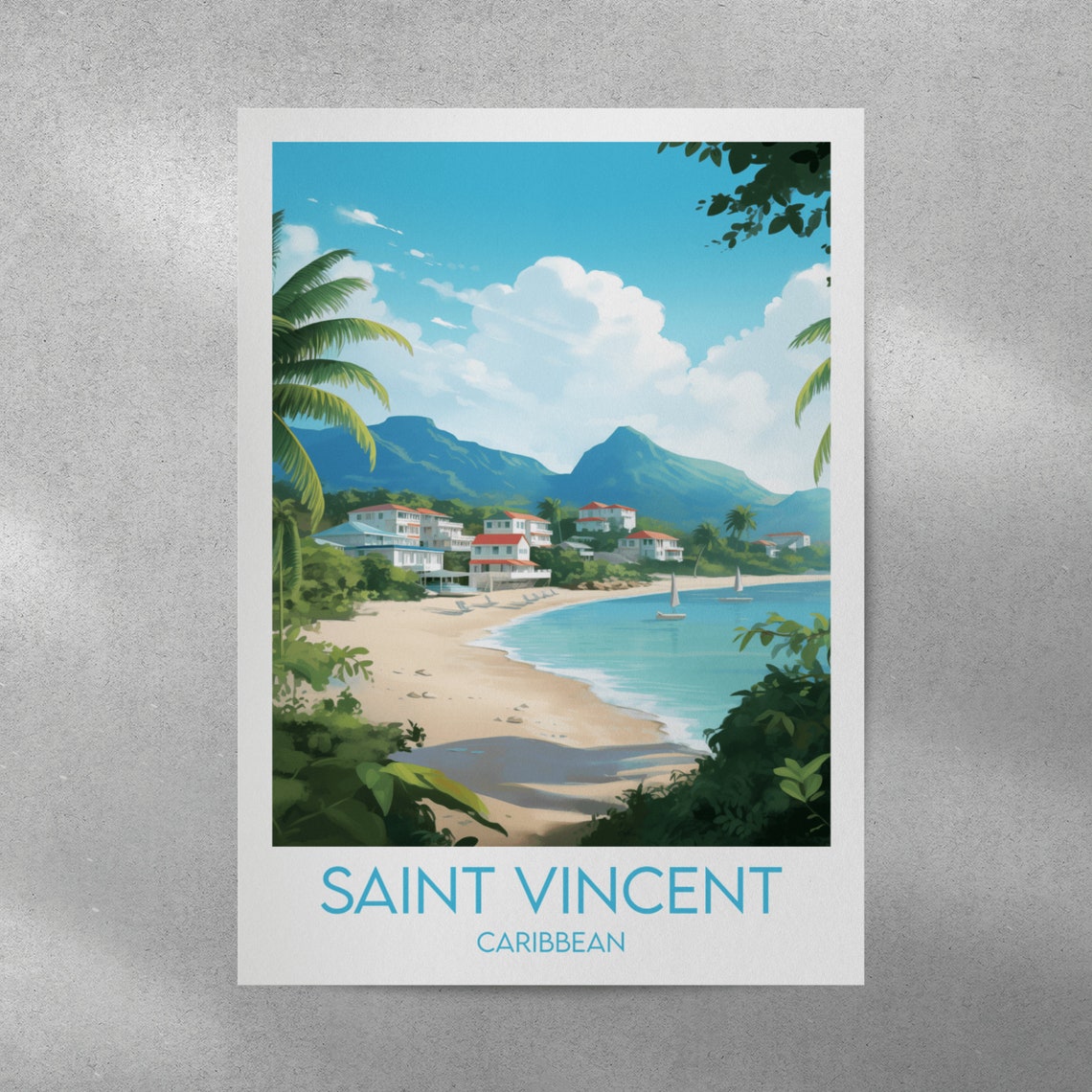Saint Vincent Travel Print Caribbean Poster Custom Personalised Wedding Birthday Gift - Image 5