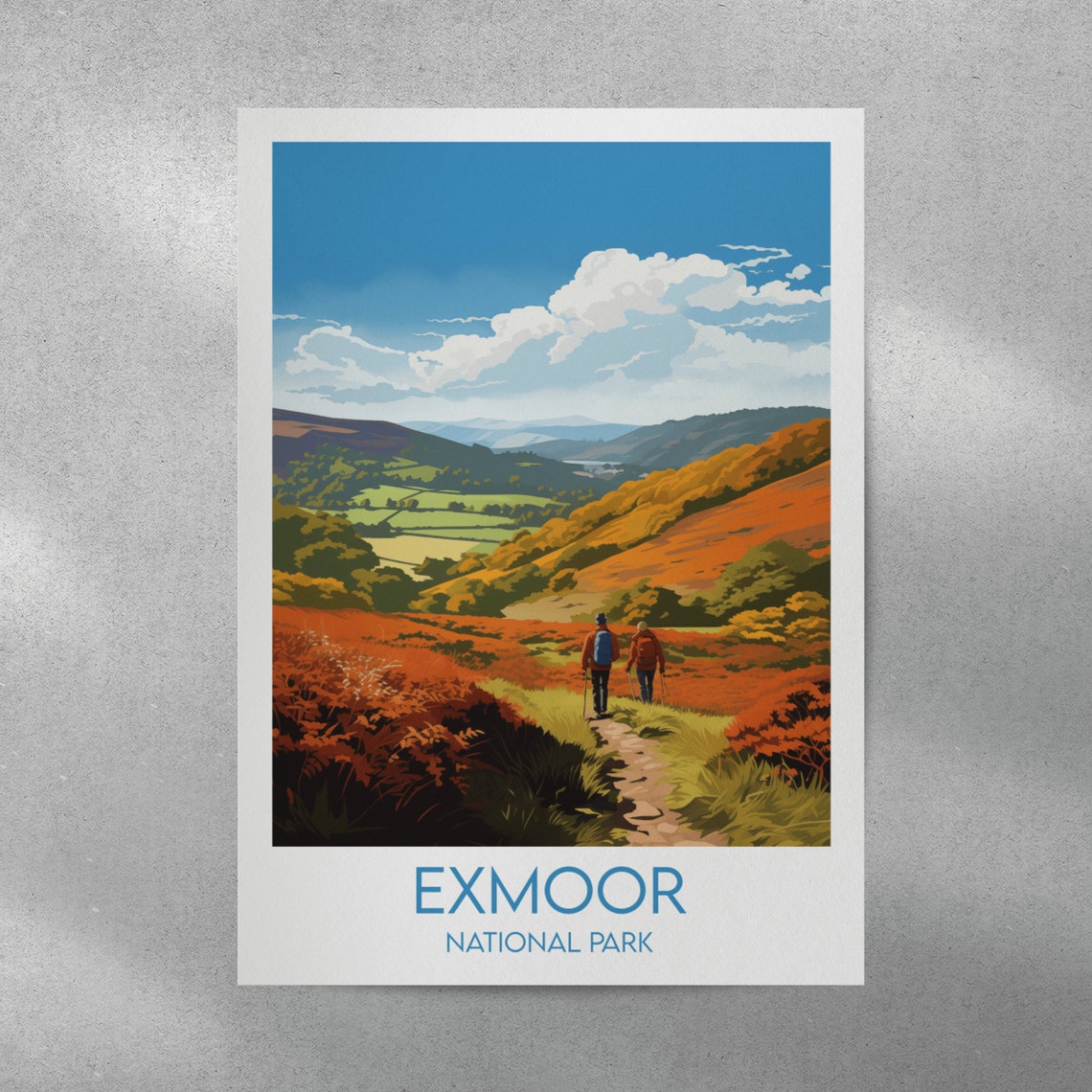 Exmoor National Park Autumn Moorland Hikers Trail Vista Poster - Image 3
