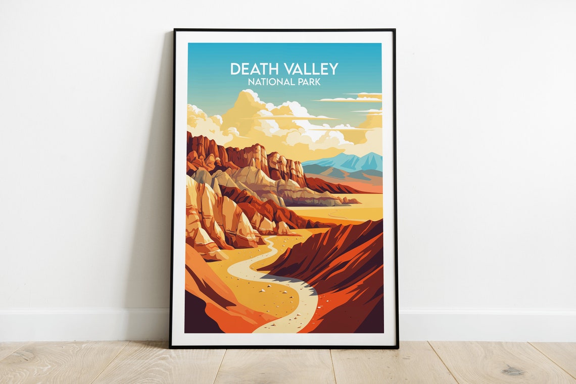 Death Valley National Park Golden Canyon Wash View Travel Poster