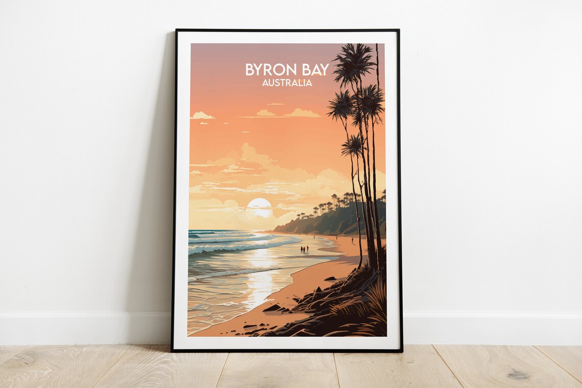 Byron Bay Travel Poster, Custom Personalised Gift