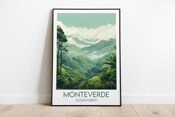 Monteverde Cloud Forest Travel Print Costa Rica Poster Custom Personalised Wedding Birthday Gift