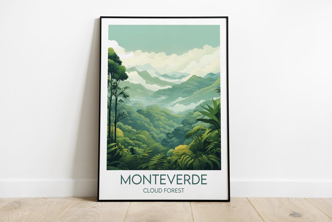Monteverde Cloud Forest Lush Green Valley Misty Travel Poster