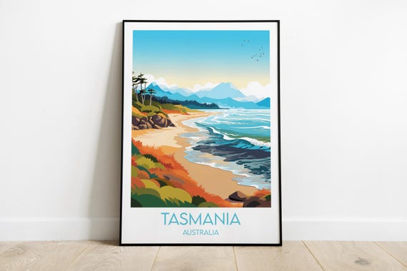 Tasmania Travel Print Australia Poster Custom Personalised Wedding Birthday Gift