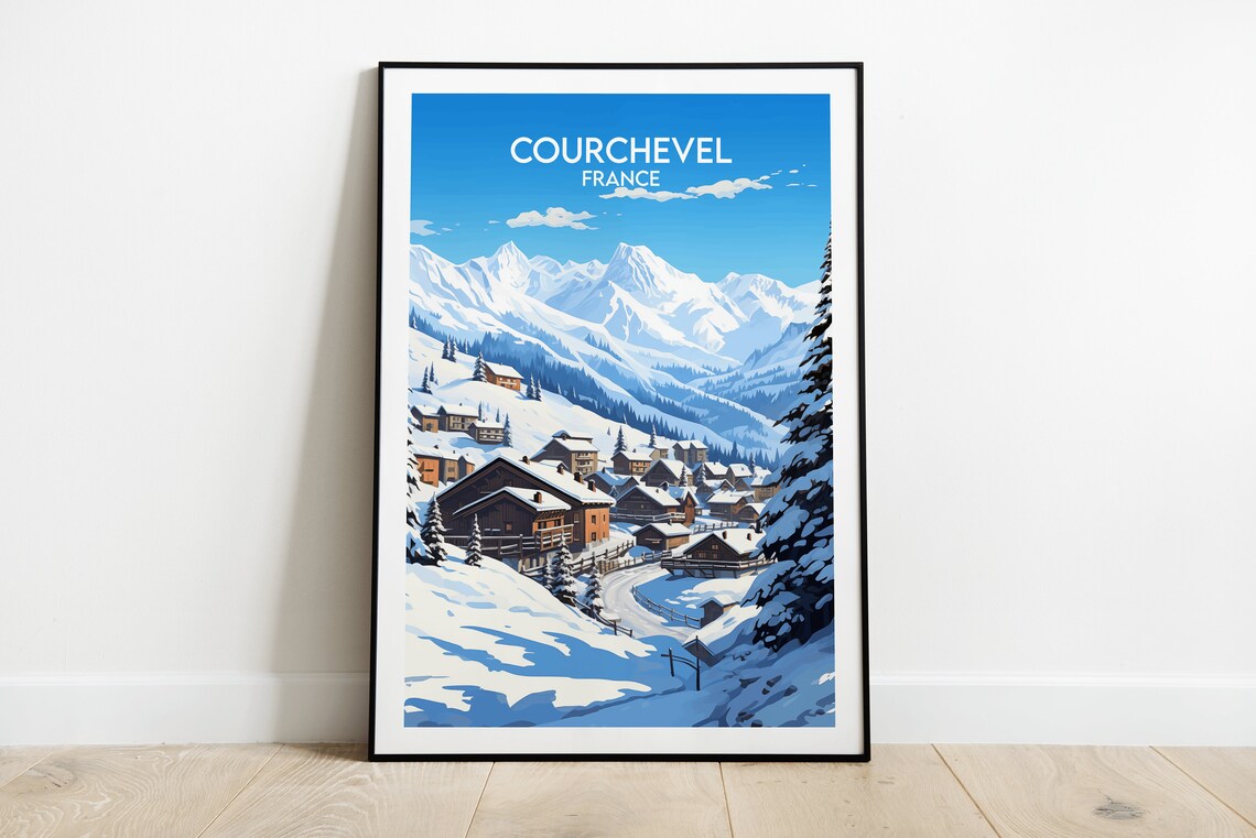 Courchevel France Mountain Ski Resort Alpine Winter Travel Poster