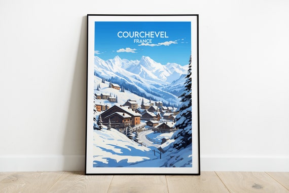 Courchevel Ski Travel Print France Poster Custom Personalised Wedding Birthday Gift